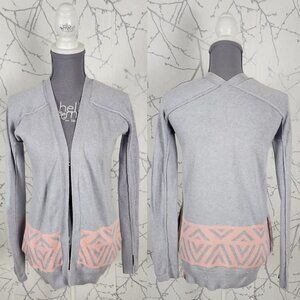 Ivivva Lavender Aztec Print 100% Cotton Knit Open Cardigan